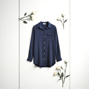 Elegant Navy Blue Women's Button Down Shirt